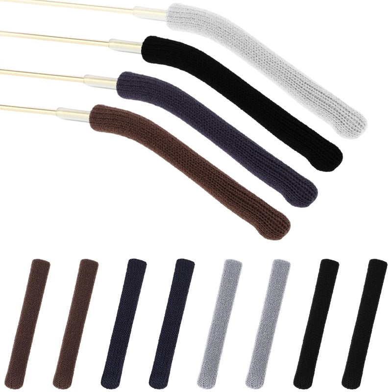 8 Pieces Eyeglass Ear Cushions, Soft Knitted Cotton Anti Slip Temple Pads Eyeglass Temple Tips Eyeglass Pads Behind The Ear Eyewear Retainer Glasses Arm Sleeve for Glasses Sunglasses 4 Colors
